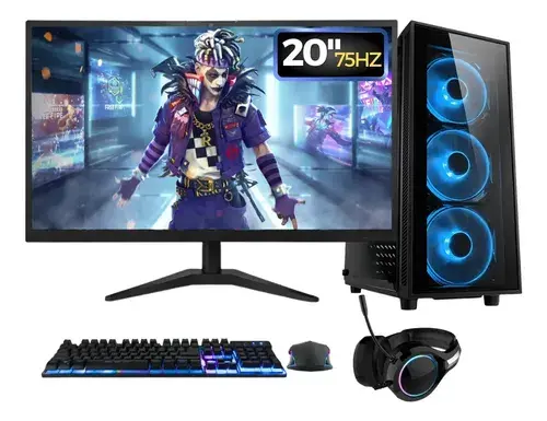 PC Gamer Completo RGB, Intel Core i7, 16GB RAM, SSD 512GB, Fonte 500W, Monitor 20" 75Hz, Kit Gamer completo - BluePC PG2E-1014RG