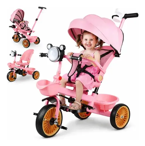 Triciclo Infantil Cavalo 9 Em 1 Empurrador Giratório 360°