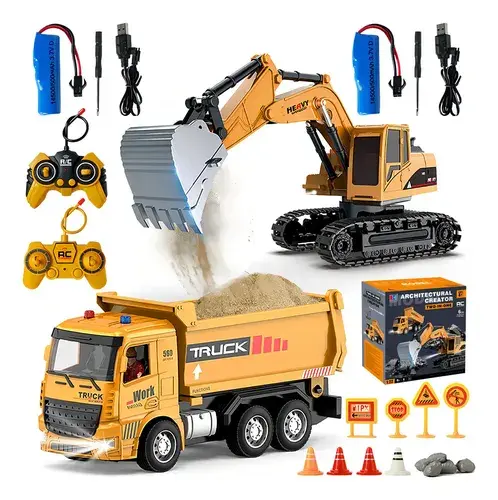 Carros De Escavadeira Controle Brinquedos Engenharia 2in1 Br Amarelo Trator