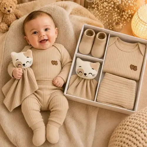 Presente Bebê Body Calça Mijão Naninha Meia Canelado Enxoval