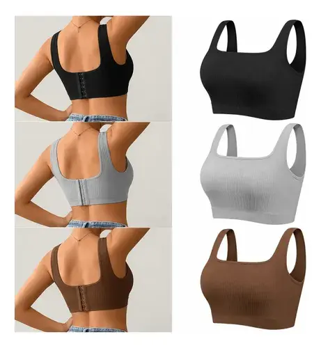 Kit 4 Top Com Bojo Fitness Academia Sem Costura Poliamida