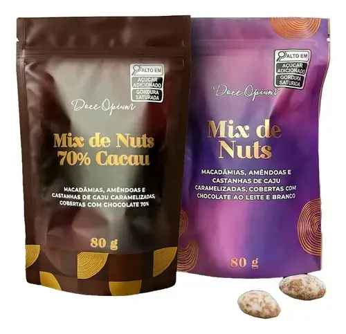 Kit Mix De Nuts 70% Cacau E Nuts Chocolate Branco E Ao Leite