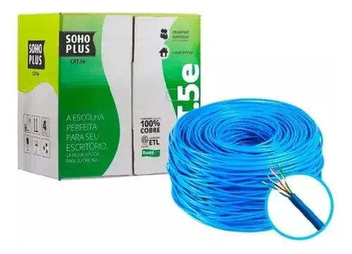 Cabo De Rede Sohoplus Furukawa 23200099 Cat.5e U/utp 24awg 4p Az 305m