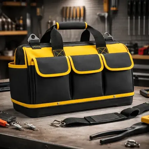 Bolsa Maleta De Ferramentas Grande 18 Polegadas Reforçada 16 Bolsos Para Eletricista E Profissionais - Fundo Firme Em Borracha Travunker