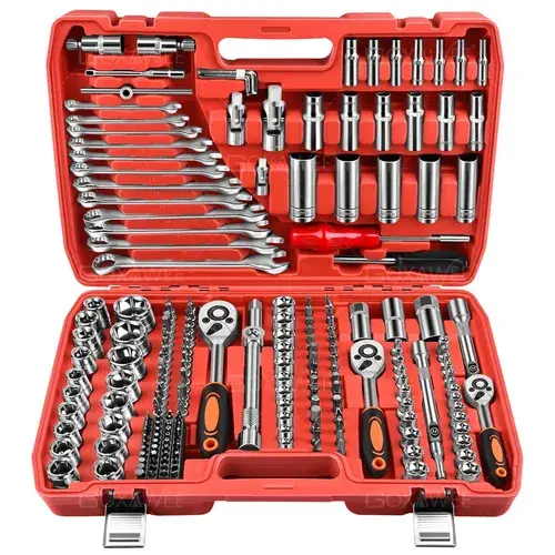 Jogo de Ferramentas Kit com 216 Peças de Soquetes GOXAWEE para Manutenção de Automóveis, Doméstica e Marcenaria, com Estojo de Organização, Ideal para Uso Profissional e Residencial