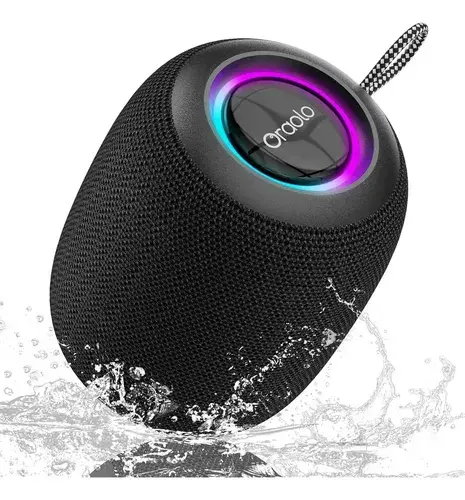 Caixa de Som Oraolo BS-01 Bluetooth Preta IPX7, 15W com LED e 30H de Bateria