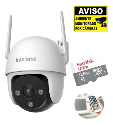 Camera Wifi 360° Im7 S Full Color Intelbras + Cartão 128gb