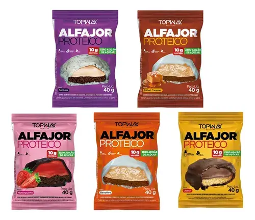 Kit Alfajor Proteíco Topway Sabores Sortidos 40g Sem Açúcar