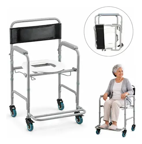 Cadeira De Banho Dobrável Higienica Com Rodas Dellamed D30