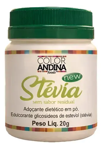 Adoçante Stévia Color Andina 20g - Sem Sabor Residual Amargo