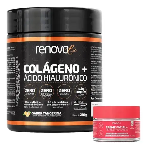 Acido hialuronico Haplex Plus Renova Be Colágeno Verisol com em pó sabor Tangerina x 215g 2 un