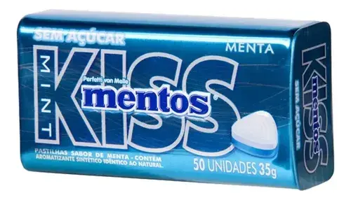Bala Pastilha Lata Mentos Kiss Menta 35g