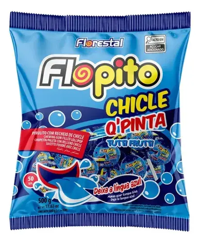 Pirulito Florestal Flopito Chicle Q´pinta Tutti Frutti 500g