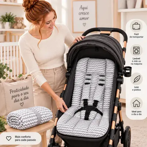 Colchonete Para Os Carrinho Almofadado Modelos Cor ZIG ZAG CINZA