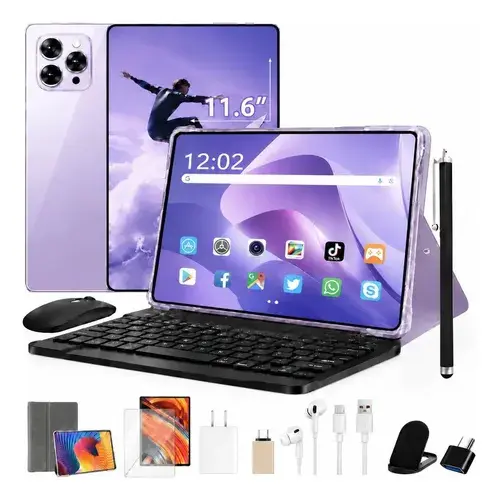 Tablet Android 15 4g 16gb 512gb Com Teclado Lilás