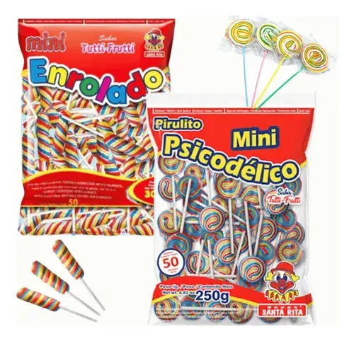 Kit 2 Pirulitos Mini Psicodelico Chaves + Mini Enrolado