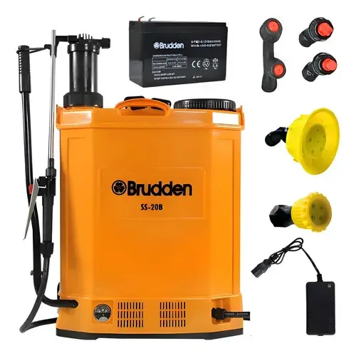 Pulverizador Elétrico Costal Brudden SS20B 20L Cor Amarelo Com Bateria Recarregável 12V