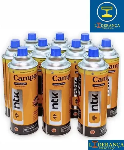 Kit 10 Latas Cartucho Refil Gás 227g Para Fogareiro Maçarico Liderança