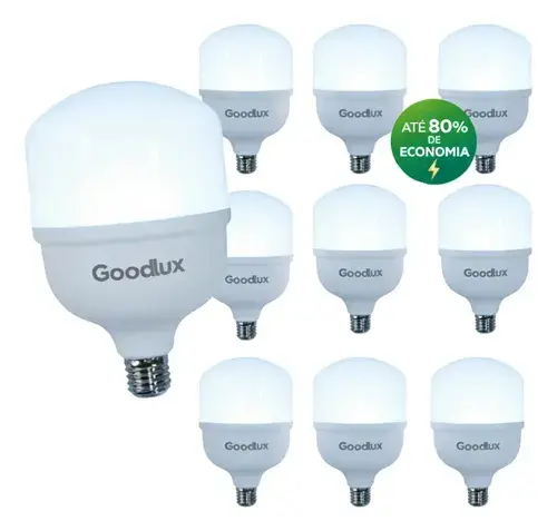 Kit 10 Lampadas Led 20w Bulbo 6500k Luz Branca Luz Branco Frio 127/220v Goodlux