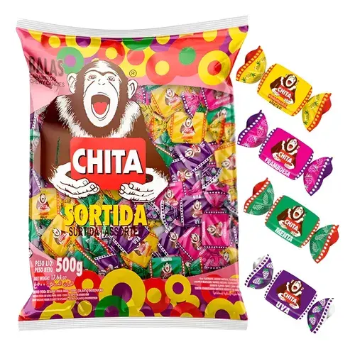 Bala Chita Macia Mastigável Mole Abacaxi Sortida 500g Cory