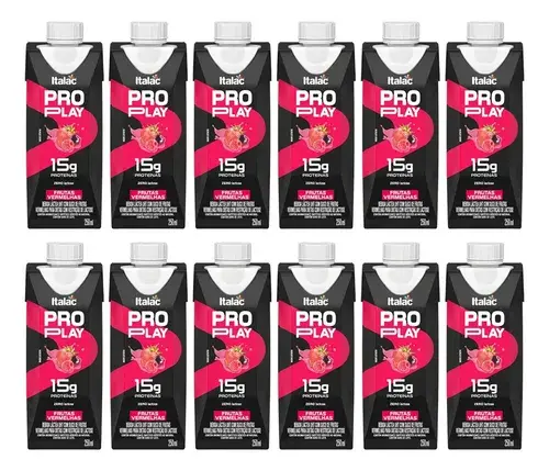 Bebida Whey Frutas Vermelhas Zero Lactose Proplay Italac 250ml - 12unid