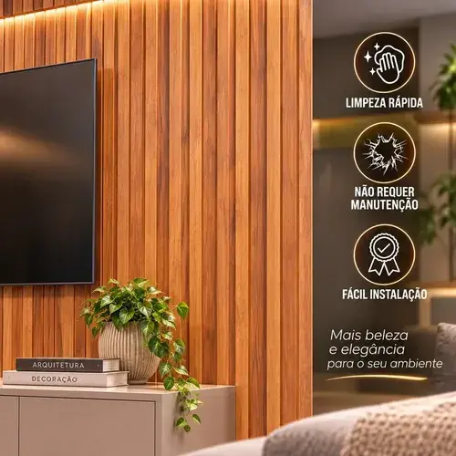 Kit 12 Painel Ripado Ecológico Madeira Parede Decorativa Listras Freijo