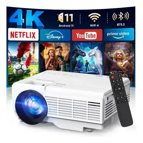 Projetor Android 4k Profissional 10000 Lm Ansi Wi-fi Full Hd 5g Bluetooth Portátil HDMI USB TF