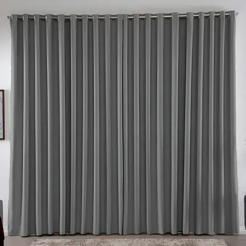 Cortina 3,00x2,50 Metros Blackout Blecaute Cinza Corta Luz Em Tecido Grosso Para Quarto E Sala Casa Laura Enxovais