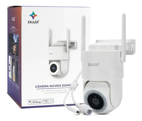 Câmera de segurança Externa Wifi Dome Lite Prova da Água Resistente Ip66 Ekaza Branco