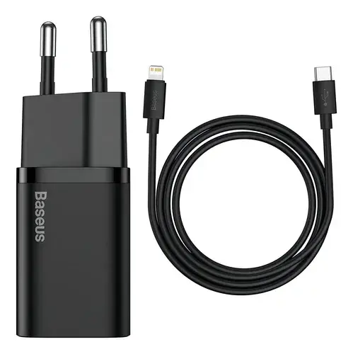 Carregador Turbo Baseus 20w Com Cabo Para iPhone 14 Cor Preto