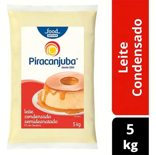 Leite Condensado Semi Desnatado Piracanjuba Pacote de 5kg