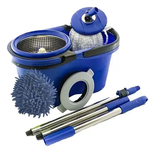 Esfregão Perfect Pro Mop 360° Balde Inox Cabo Longo Microfibra 16L