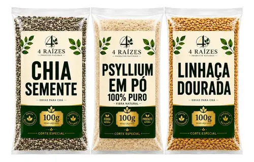 Chia Linhaça Psyllium Em Pó 300g Mix Natural