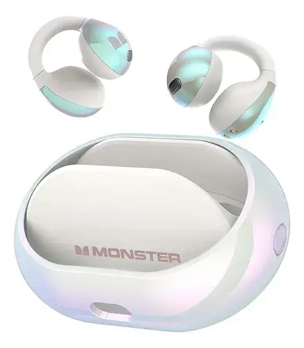 Fones De Ouvido Sem Fio Monster Open-ear,Fone Tws Possuem ENC,30 Horas de Reprodução,À Prova D'água Ipx6,Microfone De Hd Integrado,Qualidade De Som HIFI,Fone Bluetooth Adequados Gamer,Correndo,Branco