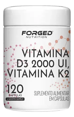 Vitamina D3, Vitamina K2 Forged Nutrition Forged Clean em cápsula Sem sabor de 120 un