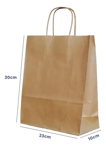 Sacola Papel Kraft M 23x30x10cm 100und Acesso® Monolúcido Embalagem Presente Bolsa Ecológica Alça Torcida