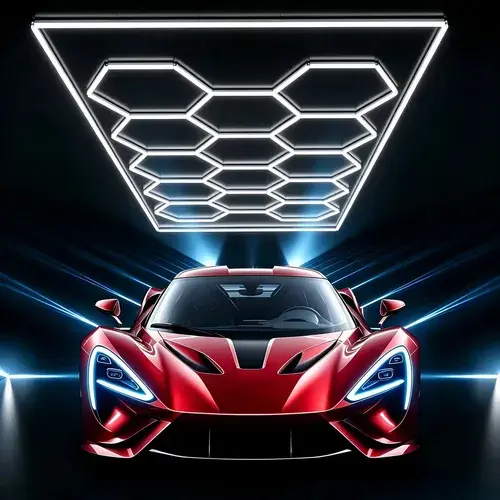 Luminaria Hexagonal LED, Colmeia Luzes de Garagem 14 Células com Moldura Alta Potência 600W para grandes 45 m² Bivolt para Showroom Oficina Barbearia Estúdio Academia Tieesa