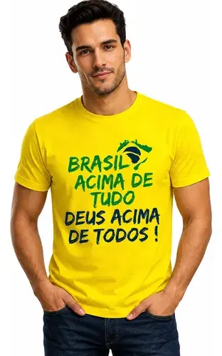 Camisa Brasil Acima De Tudo Militar Masculina Bolsonaro País