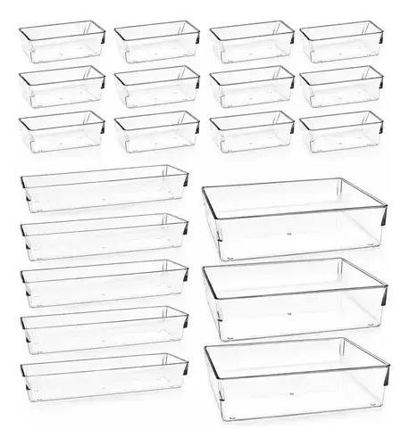 Kit Organizador de Acrílico para Maquiagem e Gavetas com 21 Peças
