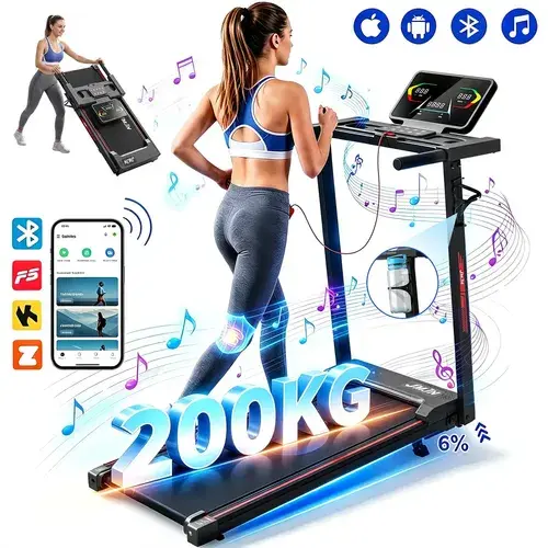 Esteira Elétrica Ergométrica 3.0HP 1-14km/h Com Bluetooth + Fitshow App Suporta até 200kg Dobrável JMJN