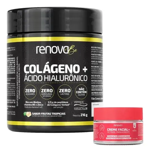 Kit Colágeno Hidrolisado Verisol Renova Be com Ácido Hialurônico e Creme Facial