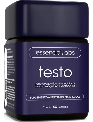 TESTO ESSENCIAL - Fórmula Exclusiva com Feno Grego + Boro + Arginina + ZMA + Vitamina B6 - Precursor da Testosterona - 60 cápsulas