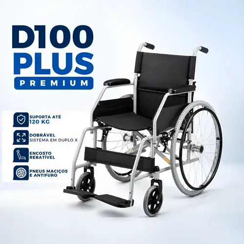 Cadeira De Rodas Dobrável Aço Resistente Desmontável 120kg