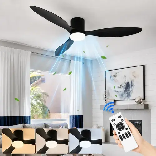 Ventilador De Teto 42'' Silencioso Com Lampada Controle 3pás