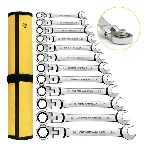 Chave Combinada Catraca Jogo Chaves 12pc Cabeça Móvel 8-19mm
