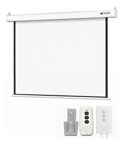 Tela De Projeção Elétrica Retrátil - Domori - 100 Polegadas C/ Controle Remoto Automação Alexa Igreja Matte White Hd Profissional Premium