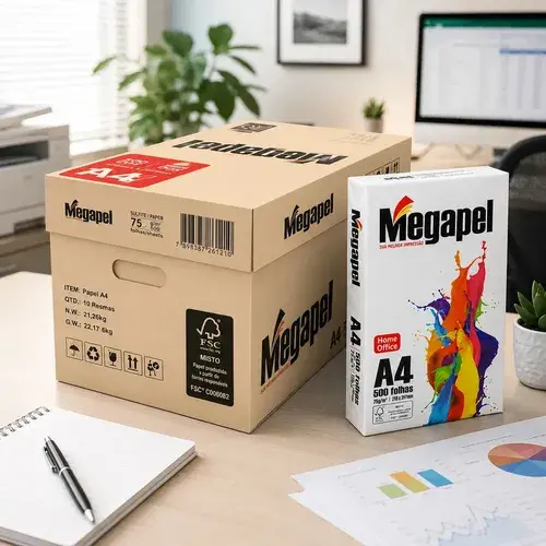 Caixa Papel A4 Sulfite Megapel 75g 5000 Folhas 10 Pacotes Branco