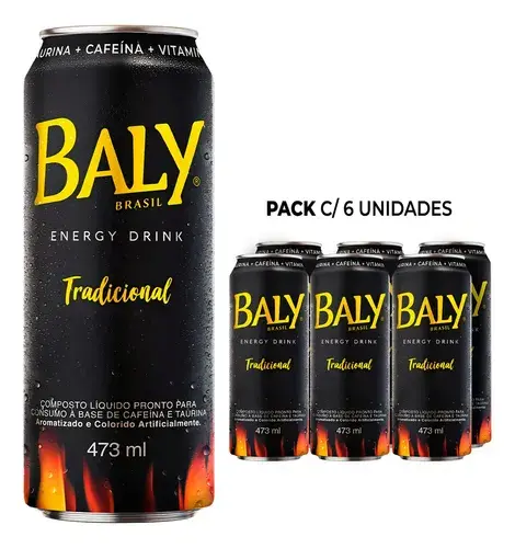 Pack com 6 unidades Energético Baly Energy Drink Tradicional 473ml