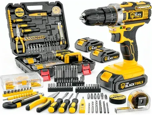 Parafusadeira Furadeira De Impacto The Black Tools Tbkit18 Com Maleta