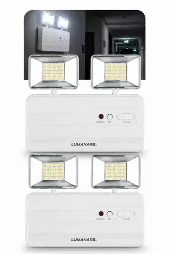 Kit Com 2 Luminária De Emergência Led 2200 Lumens 20W Potente Forte Profissional Recarregável 127/220v Bivolt 6h